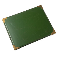 Vintage green leather bound book with gold corners