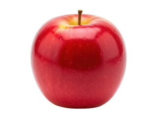 Isolated shiny ripe red apple with stem, fresh whole delicious fruit, nutrition food