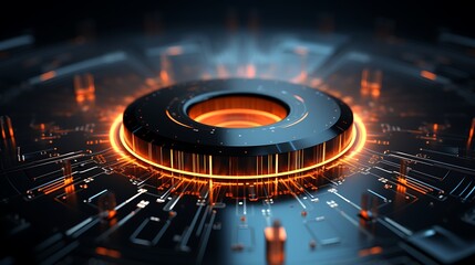 Dynamic Tech Core with Vibrant Orange Illumination