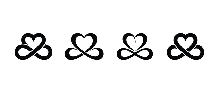 Infinity heart symbol set, Modern eternal love vector icons for wedding and valentine design
