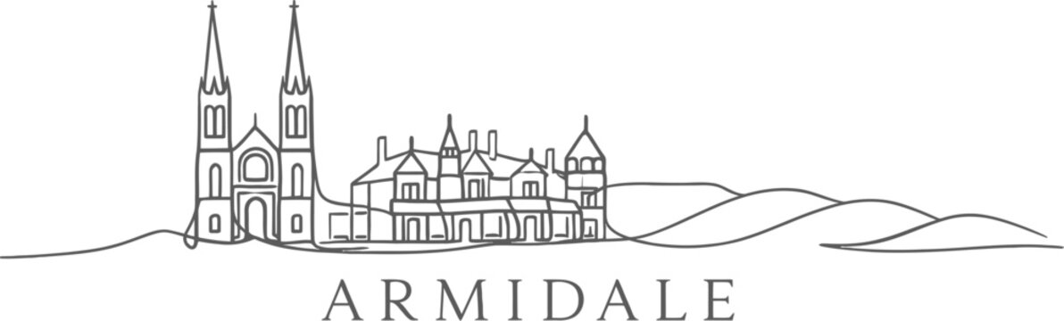 Armidale New South Wales skyline one line vector illustration