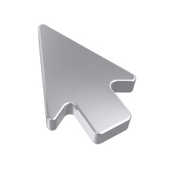 Brushed metallic arrow on white background. Isolated 3D illustration