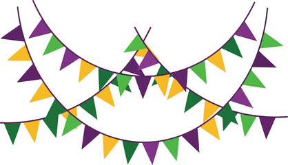 Carnival Party Bunting Border Vector with Colorful Flags