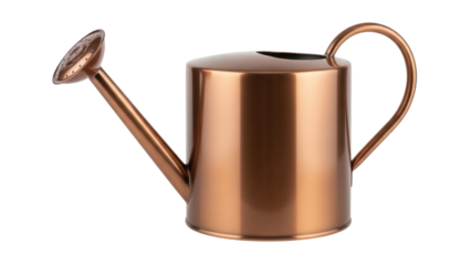 Isolated antique copper watering can for garden use in backyard and home gardening tools