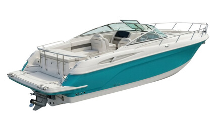 Isolated motorboat on a sunny day, recreational activity, luxury yacht, aquatic transport