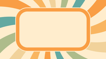 Abstract background of sunburst  frame groovy Wavy spiral line design in 1970s Hippie Retro style. Vector pattern ready to use for cloth, textile, wrap and other.