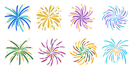 cute cartoon fireworks hand drawn illustration bundle for new year decoration © Fiona