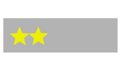 Two Star Rating Icon on Transparent Background
