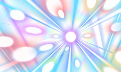 七色のビームと光の玉のイラスト　背景透過