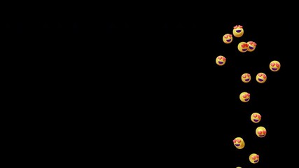 Animated bubble Smiling Face with Heart Eyes Emoji icon Reaction with alpha channel transparent background - Powered by Adobe