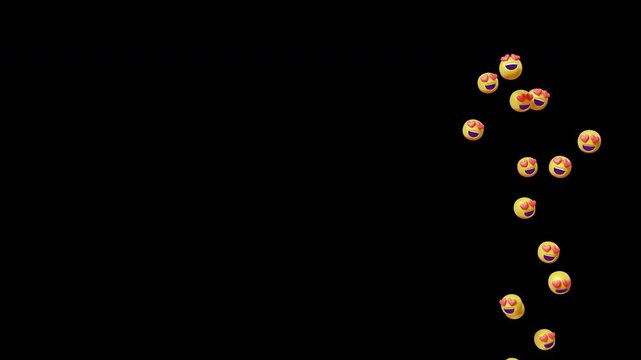 Animated bubble Smiling Face with Heart Eyes Emoji icon Reaction with alpha channel transparent background