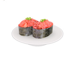 Negitoro Gunkan Sushi – Japanese Chopped Tuna Roll Illustration.3D render Blender render.