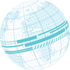 Futuristic Digital Globe: Abstract Wire frame Data Network and Global Technology Interface