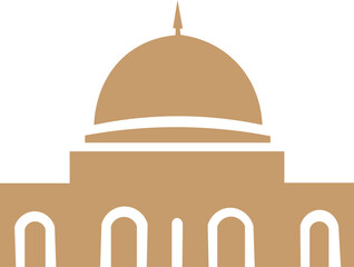 Golden silhouette of a building with a dome