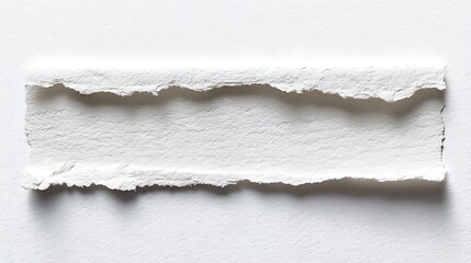 Torn white paper strip on white background torn paper rough edges