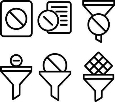 Content blocker and filter vector icons