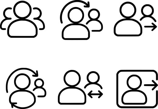 Multi user profile switcher vector icon set