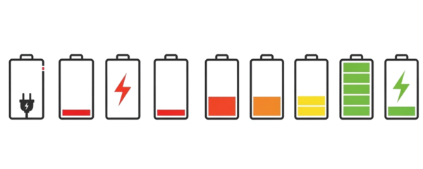 Vector illustration of a mobile phone battery power bar chart on a white background representing smartphone energy technology and business data design