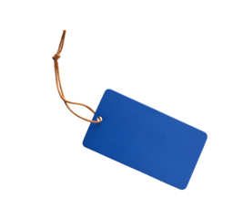 Blue paper price tag label isolated PNG, Price tag made of cardboard, transparent isolated PNG clipart