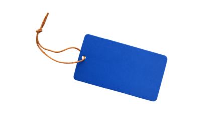 Blue paper price tag label isolated PNG, Price tag made of cardboard, transparent isolated PNG clipart