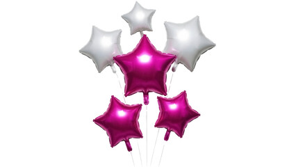 Fototapeta premium Isolated star-shaped balloons in pink and silver celebrate an occasion, party concept