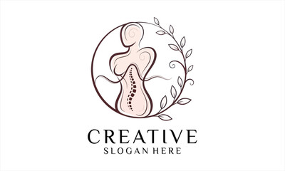Elegant Spine Health and Wellness Logo Design.