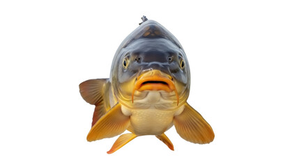 Isolated Carp Fish Showing Its Mouth and Barbels, Close-Up, Freshwater Fish Species