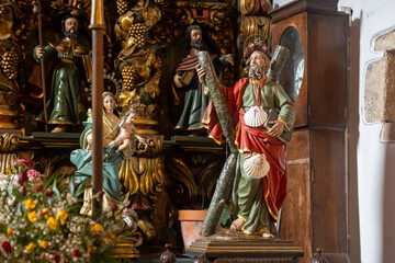 San andrés de teixido altarpiece showing religious sculptures