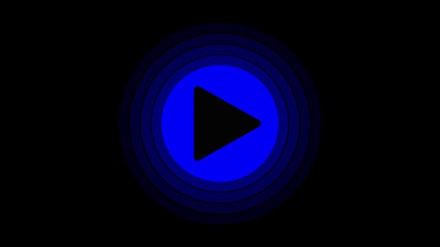 play icon, video play icon for website and mobile phone on black background. glowing play button animation. Press to play. On black background .Video,