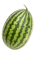 Fresh ripe whole watermelon fruit isolated on a white background for healthy organic food nutrition