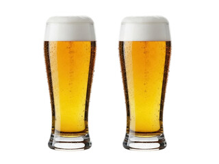 Isolated cold beer in tall glass, foamy beverage with bubbles, refreshments for summertime
