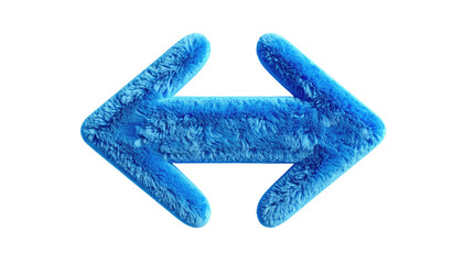 Furry directional arrow with a split head pointing left and right, set against a stark black background