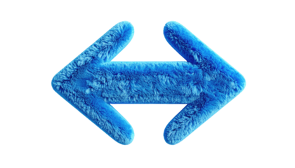 Furry directional arrow with a split head pointing left and right, set against a stark black background