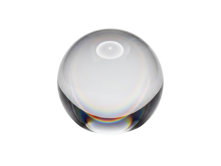 Isolated crystal ball divination future, clear lens ball sphere, clear ball, rainbow refraction
