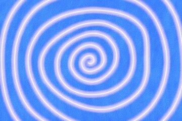 Swirling lines create a pattern on a blue background in a simple design that draws the eye through curves and shapes