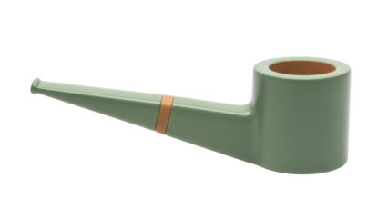 Isolated tobacco pipe in muted green color, smoking paraphernalia for herbs or tobacco usage