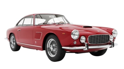 Isolated, classic red Italian sports car from the 1960s, a stylish automotive icon