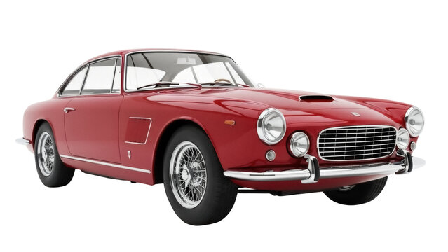 Isolated, classic red Italian sports car from the 1960s, a stylish automotive icon