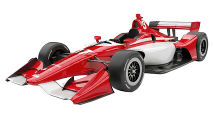Obraz premium Isolated race car with red and white paint job, ready to compete in speed and efficiency