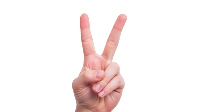 Isolated human hand showing the sign of peace or victory, sign of friendship, fingers up