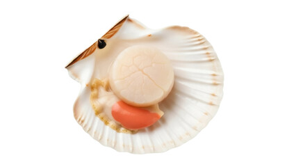 Isolated Scallop on Shell with Roe, Seafood Dish Delicacy, Close-up Food Shot. Shellfish © Solene