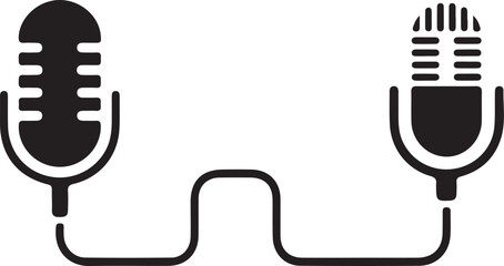Podcast Microphone Line Icon &ndash; Audio Recording, Voice & Broadcast Symbol.
