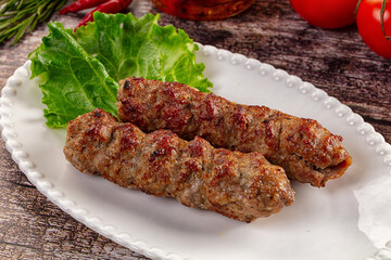 Grilled beef kebab minced meat