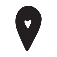 Hand drawn map pin Map marker pointer sign GPS and mapping tools Location pin symbol Pinpoint clipart in doodle style Single element for web, design