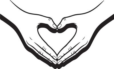 Love & Care Line Icon &ndash; Heart Hands Symbol of Support & Charity.
