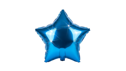Blue star shaped balloon isolated on white background
