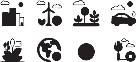 Nature & Environment Line Icons &ndash; Ecology, Sustainability, Green Energy Symbols.