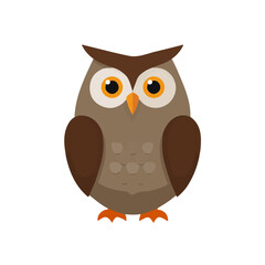 Naklejka premium Flat 2D vector illustration of Owl, simple icon style on a clean white background.
