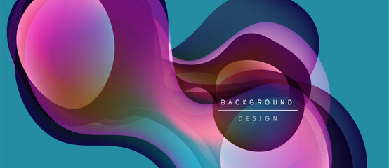 Abstract fluid shapes blend, creating vibrant colorful background. Modern design features smooth gradients, dynamic composition.
