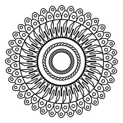 Geometric Floral Mandala Line Art